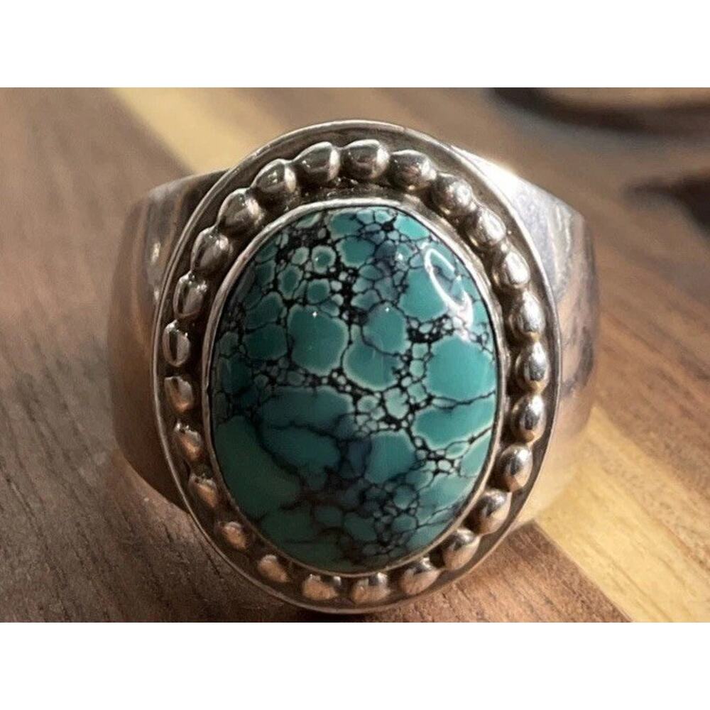 Juan William Sterling Silver Turquoise Ring Size 7.5 Southwestern